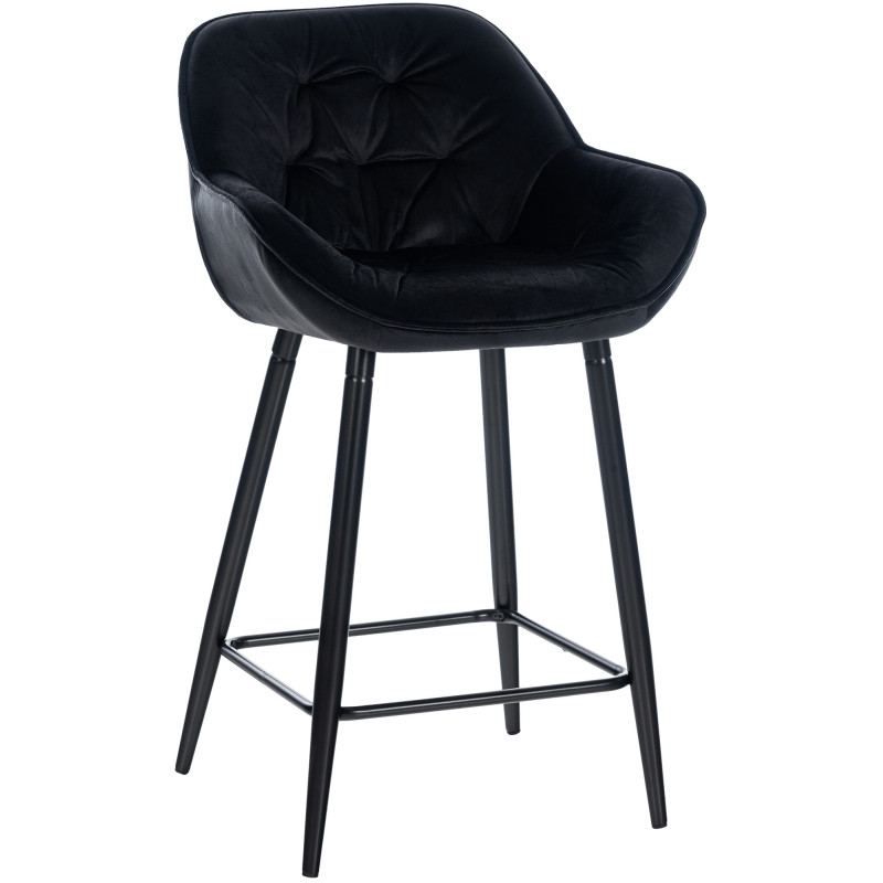 Tabouret de bar en velours Gibson 76 noir