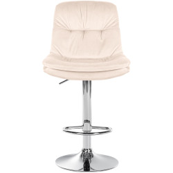 Sgabello da bar cromato in velluto color crema Laurel