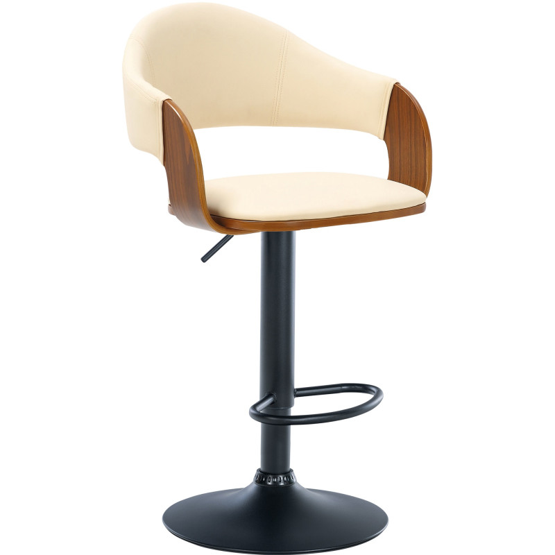 Tabouret de bar Nilse, simili cuir noix/crème