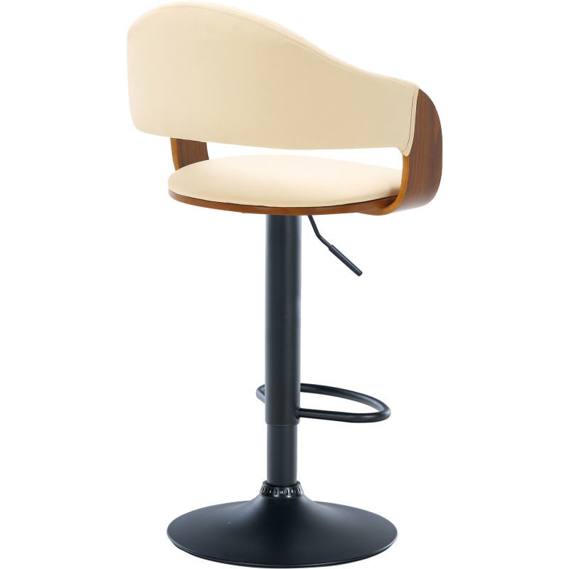 Tabouret de bar Nilse, simili cuir noix/crème