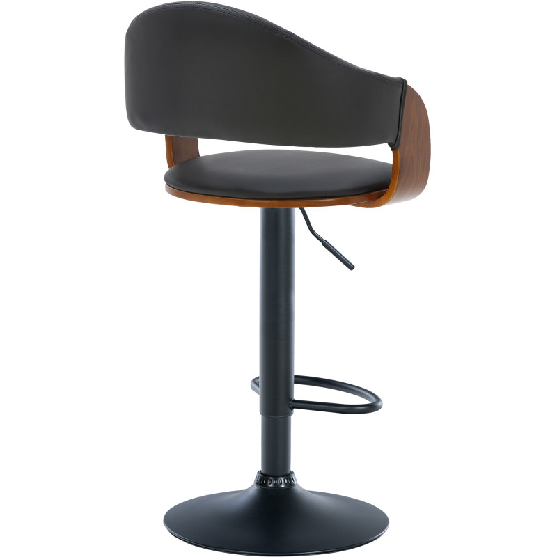 Tabouret de bar Nilse, simili cuir noyer/noir
