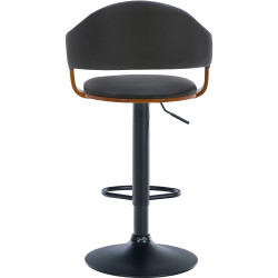 Tabouret de bar Nilse, simili cuir noyer/noir