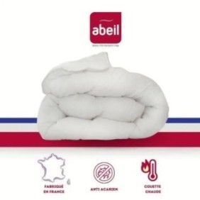 Couette anti-acariens - 220 x 240 cm - Chaude - 400 g/m≤ 2 personnes - Blanc - ABEIL