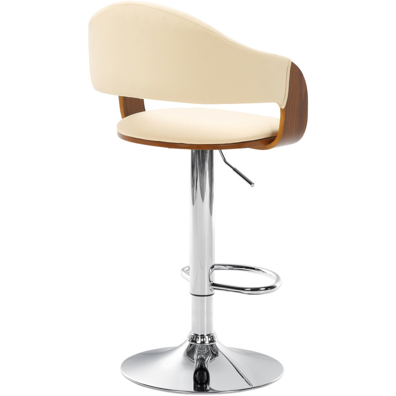 Tabouret de bar Nilse en cuir artificiel chromé noix/crème