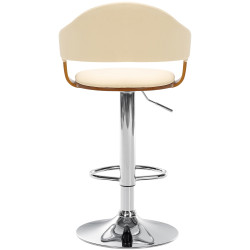 Tabouret de bar Nilse en cuir artificiel chromé noix/crème
