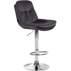 Tabouret de bar Laurel velours chrome noir