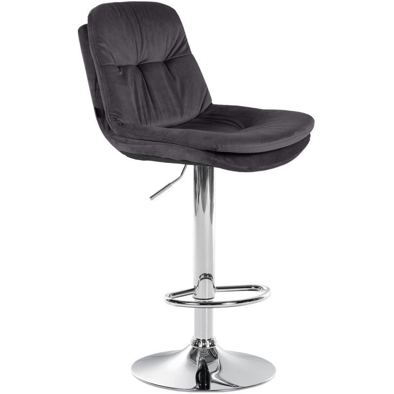Tabouret de bar Laurel velours chrome noir