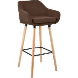 Tabouret de bar en tissu Grant brun