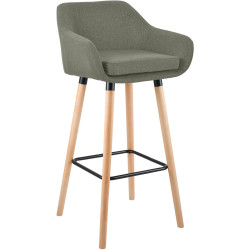 Tabouret de bar en tissu Grant gris clair