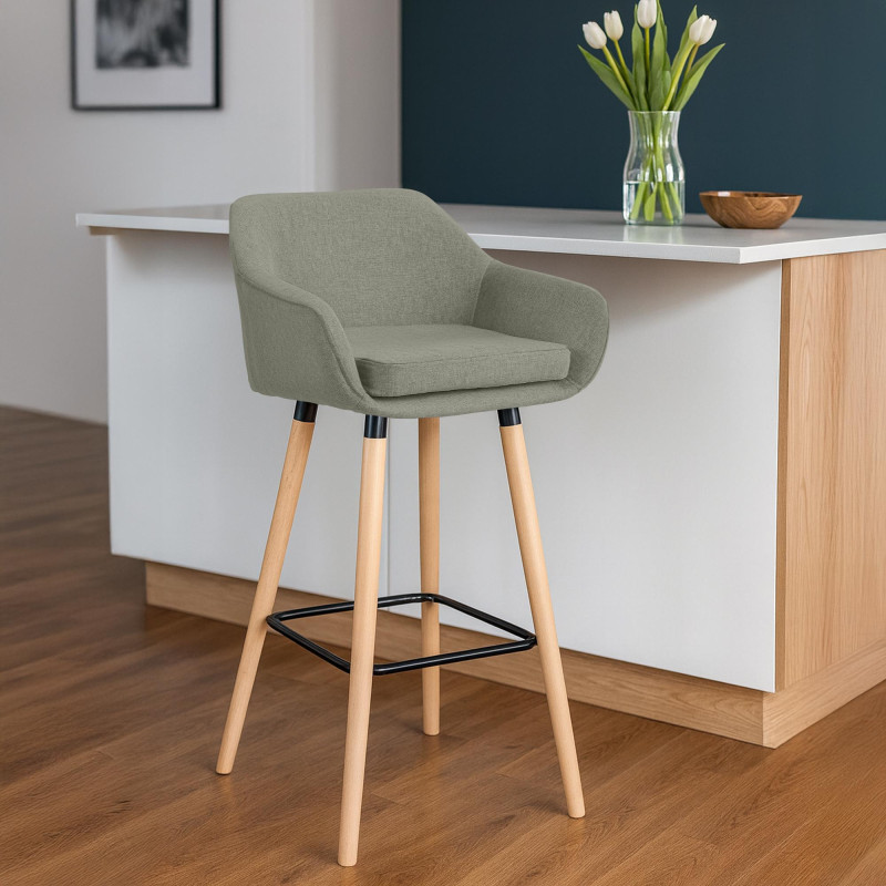 Tabouret de bar en tissu Grant gris clair