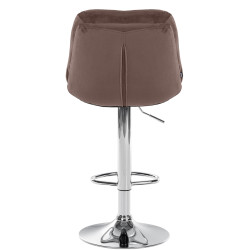 Tabouret de bar Laurel en velours chromé marron