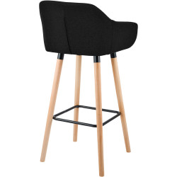 Tabouret de bar en tissu Grant noir