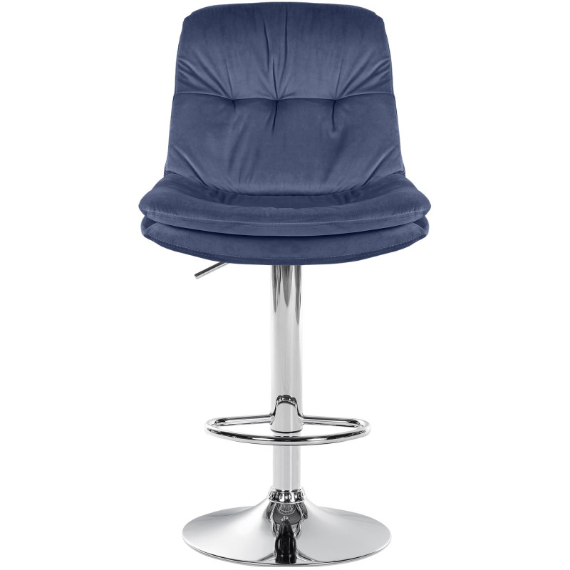 Tabouret de bar Laurel velours bleu chrome