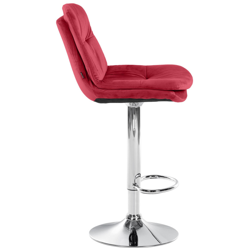 Tabouret de bar Laurel velours chrome rouge