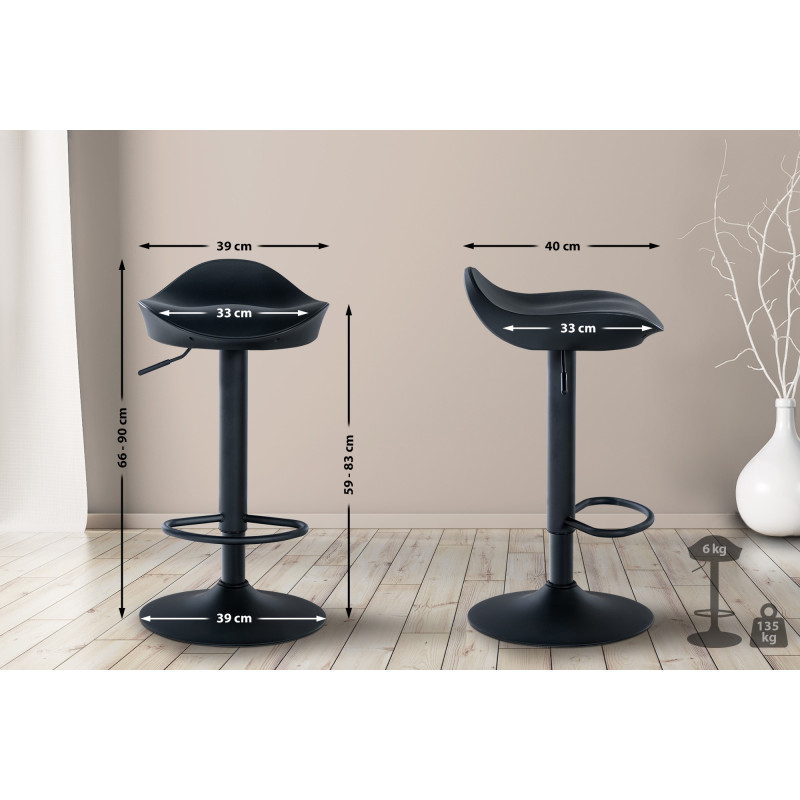 Lot de 2 tabourets de bar Alisson noir