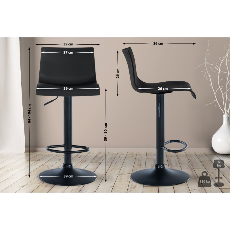 Tabouret de bar en plastique Branford noir