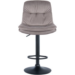 Tabouret de bar Laurel velours noir gris