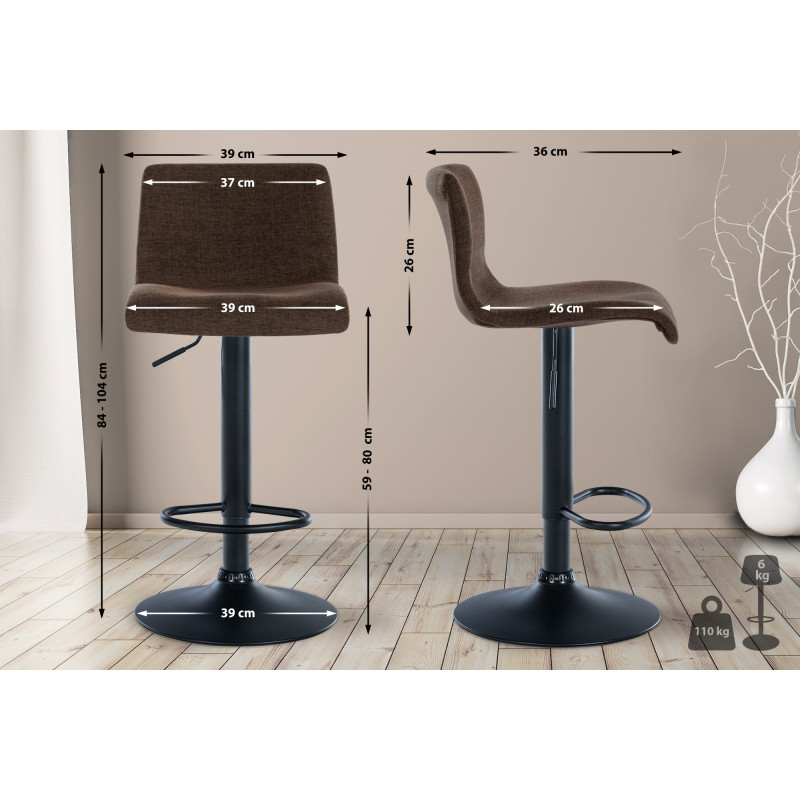 Tabouret de bar en tissu Branford brun