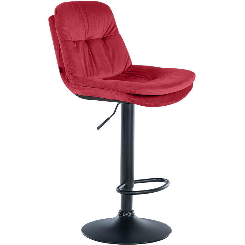 Tabouret de bar Laurel velours noir rouge