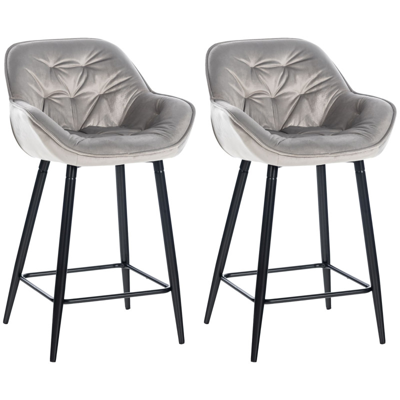 Ensemble de 2 tabourets de bar en velours Gibson gris