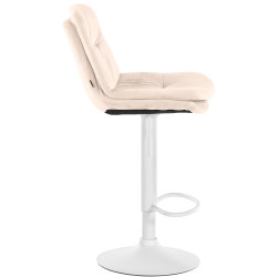 Tabouret de bar Laurel velours blanc crème