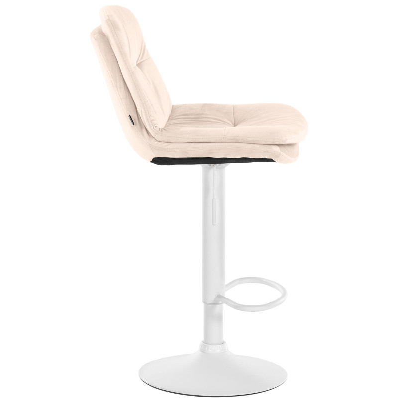 Tabouret de bar Laurel velours blanc crème