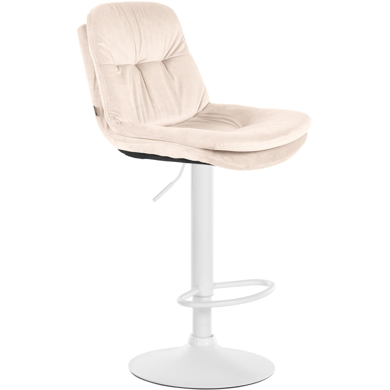 Tabouret de bar Laurel velours blanc crème