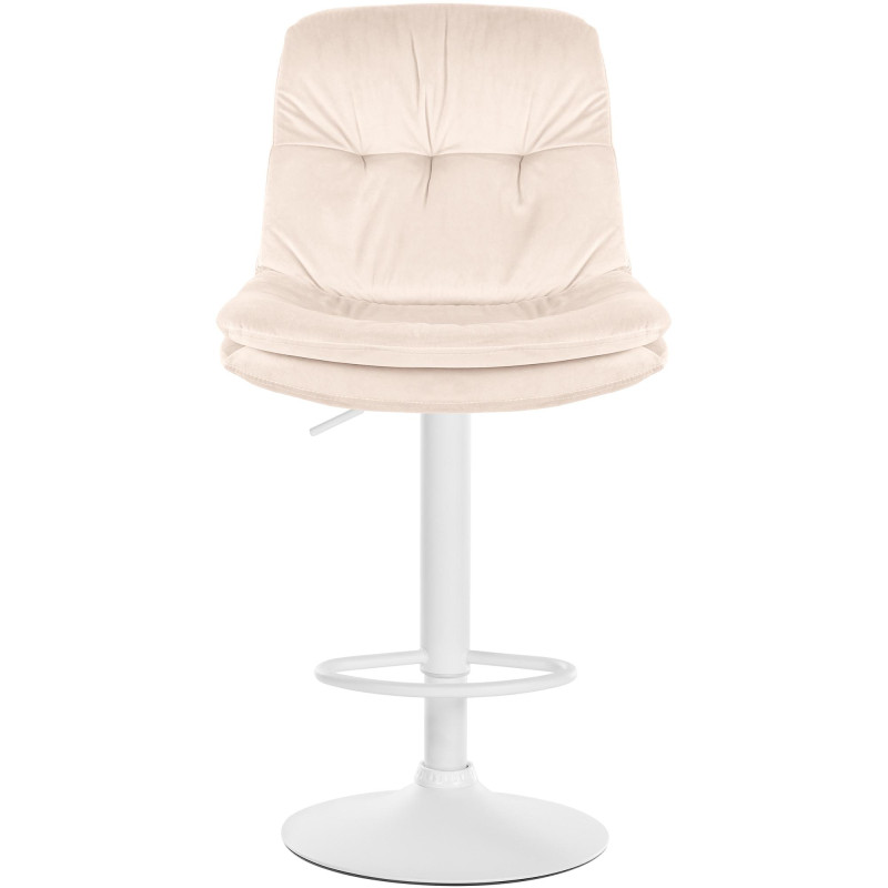 Tabouret de bar Laurel velours blanc crème
