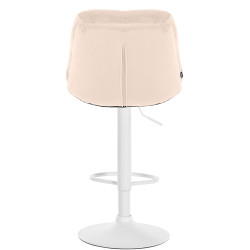 Tabouret de bar Laurel velours blanc crème