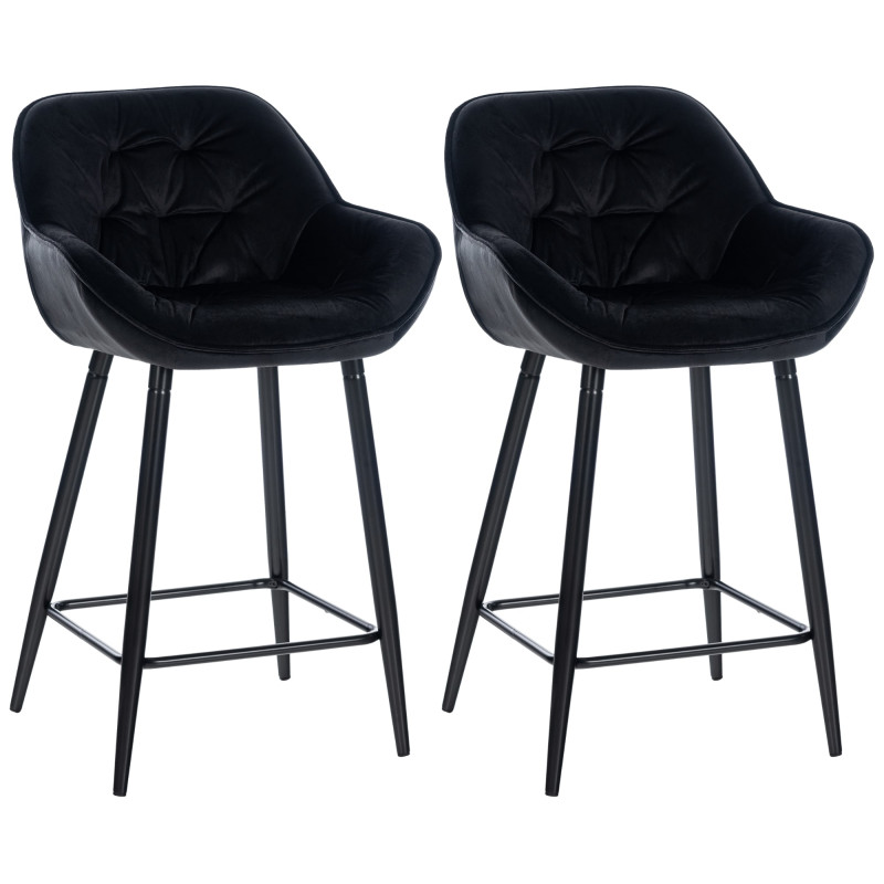 Ensemble de 2 tabourets de bar en velours Gibson noir