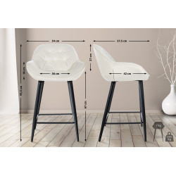 Ensemble de 2 tabourets de bar en velours Gibson crème