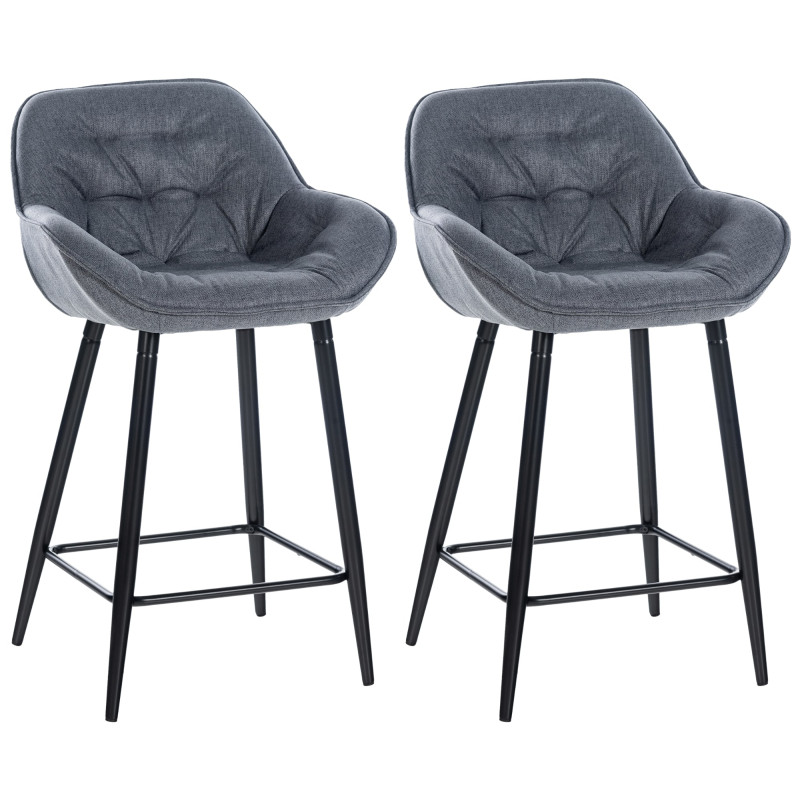Ensemble de 2 tabourets de bar en tissu Gibson gris