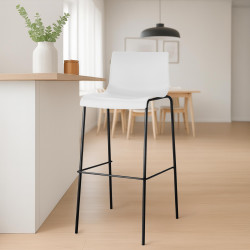 Taburete Hover con Base de 4 Pies Blanco,Negro