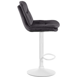 Tabouret de bar Laurel velours blanc noir