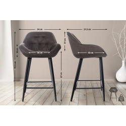 Ensemble de 2 tabourets de bar en tissu Gibson brun