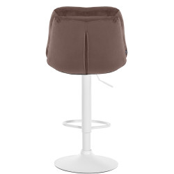 Tabouret de bar Laurel velours blanc marron