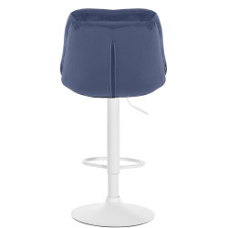 Tabouret de bar Laurel velours blanc bleu