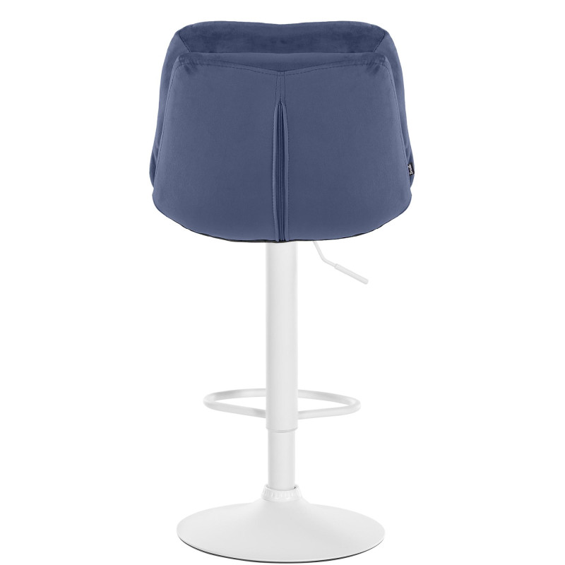 Tabouret de bar Laurel velours blanc bleu