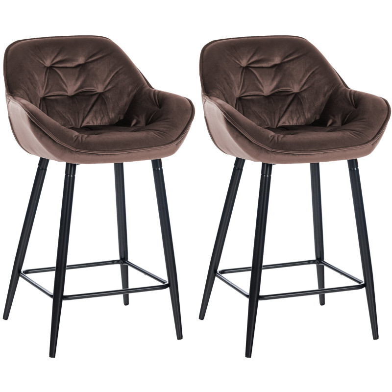 Lot de 2 tabourets de bar en velours Gibson 76 brun
