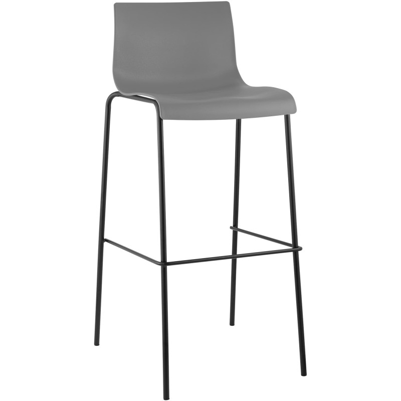 Tabouret de bar Hoover, piètement à 4 pieds, noir gris