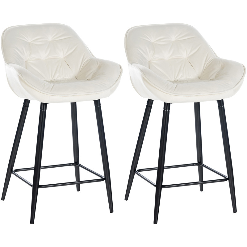 Lot de 2 tabourets de bar en velours Gibson 76 crème