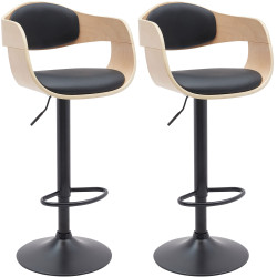 Lot de 2 tabourets de bar Kingston B en cuir synthétique naturel/noir