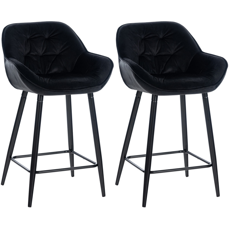 Lot de 2 tabourets de bar en velours Gibson 76 noir