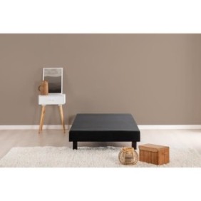 DEKO DREAM Rakenne Sommier tapissier a lattes 90 x 190 - Bois massif noir + pieds