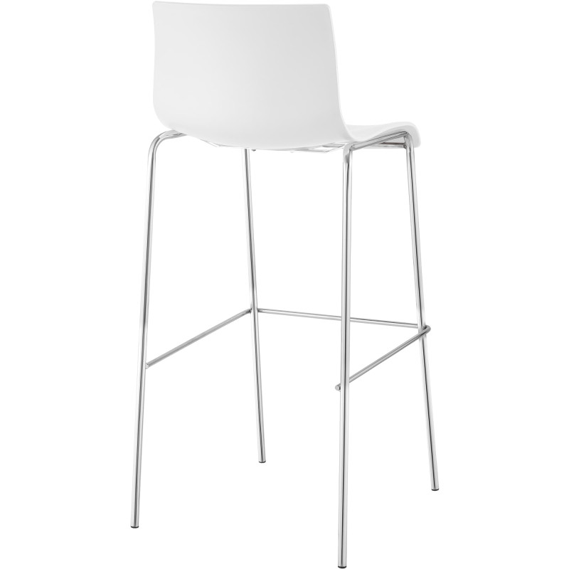 Set 2x Taburete Hover con Asiento de Plбstico & Base de Metal Blanco,Cromado