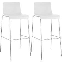 Set 2x Taburete Hover con Asiento de Plбstico & Base de Metal Blanco,Cromado