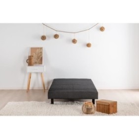 DEKO DREAM Rakenne - Sommier tapissier a lattes 90 x 200 - Bois massif gris anthracite + pieds