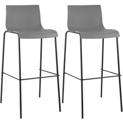 Set 2x Taburete Hover con Asiento de Plбstico & Base de Metal Gris,Negro