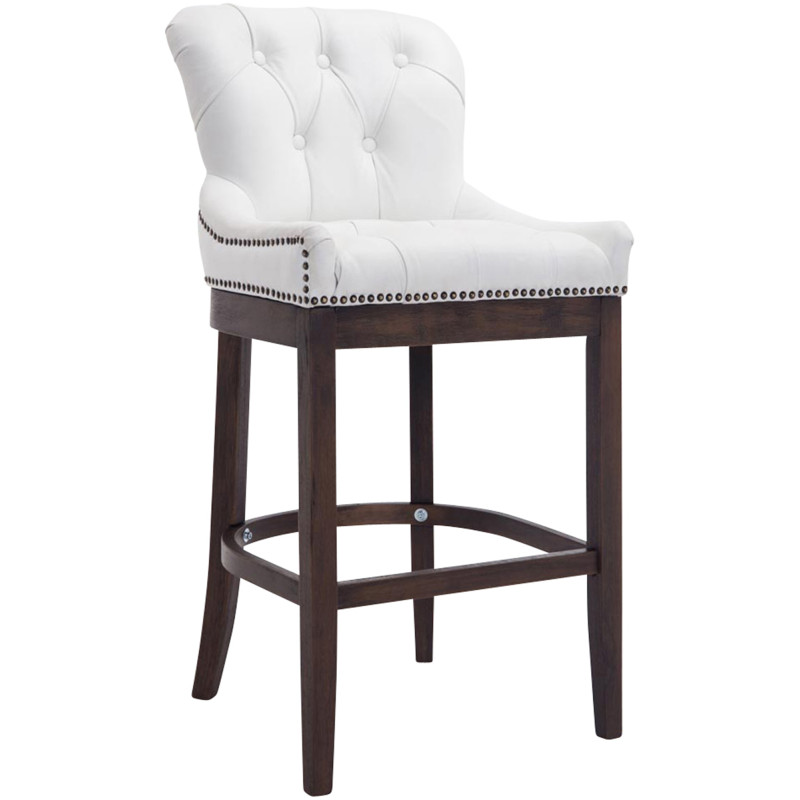 Tabouret de bar Lakewood en cuir véritable, style antique blanc
