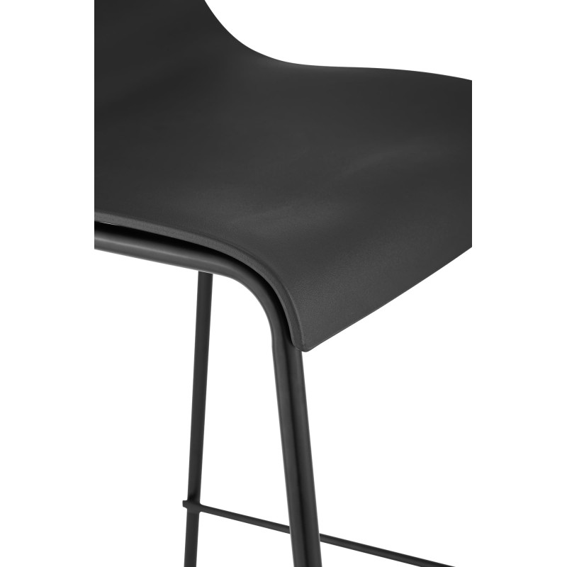 Lot de 2 tabourets de bar Hoover, en plastique, à 4 pieds, noirs noir